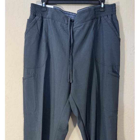ScrubStar Pants Women XL Pull-On Straight Leg Pockets Yoga Waistband Gray NEW - Picture 2 of 5